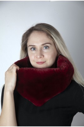 Red-Bordeaux rex fur neck warmer